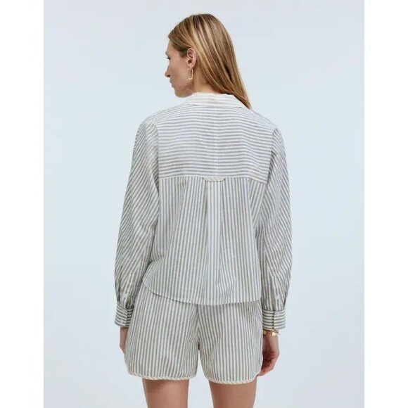 Madewell Flap-Pocket Crop Button-Up Shirt in Poplin Womens Soze Small - Picture 2 of 6